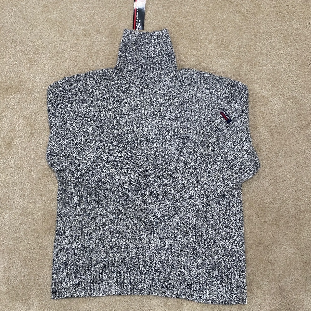 Polo Jeans Company Ralph Lauren XXL Grey Navy Blue Turtleneck NWT